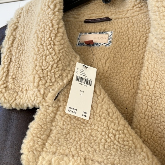 Anthropologie NWT Pilcro Faux-Leather Sherpa-Lined Jacket size M. - Picture 14 of 16